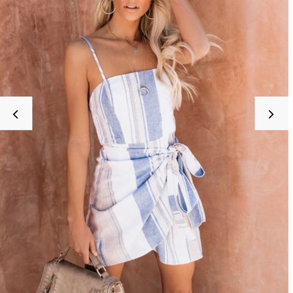 VICI Sundae striped cotton blend wrap dress